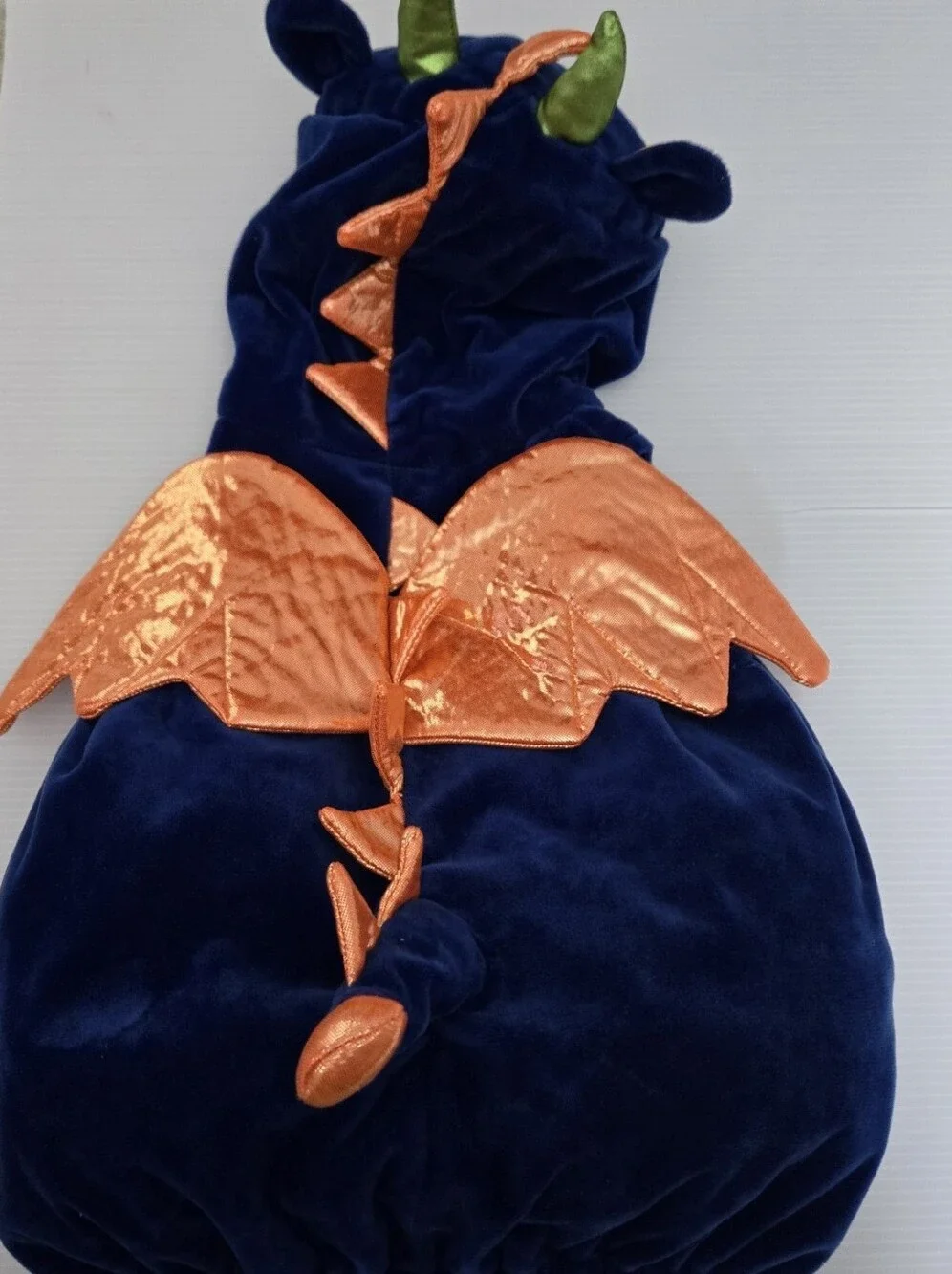 Toddler Blue Dragon Plush Halloween Costume Sleeveless Zip Front Size 2T–3T